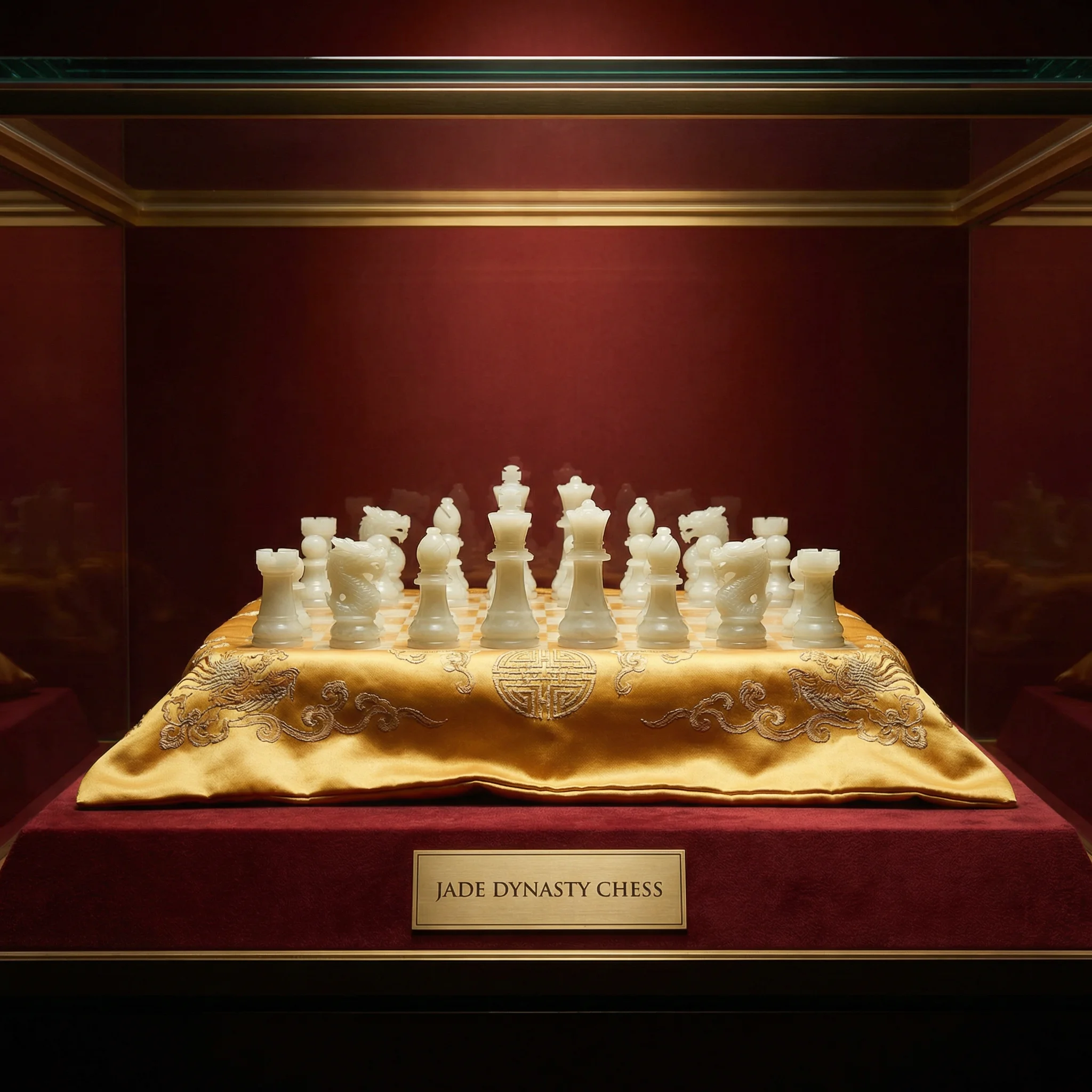 和田玉雕琢的宫廷棋盘，展示精美的 wepoker扑克
